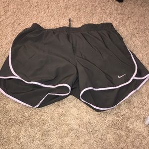 Nike grey and lilac dry tempo shorts medium